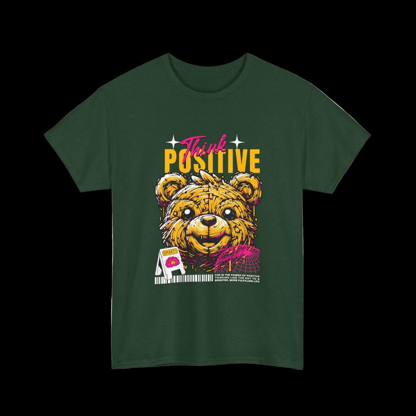 Think Positive T-Shirt — Happy Bear Motivational Kawaii Streetwear