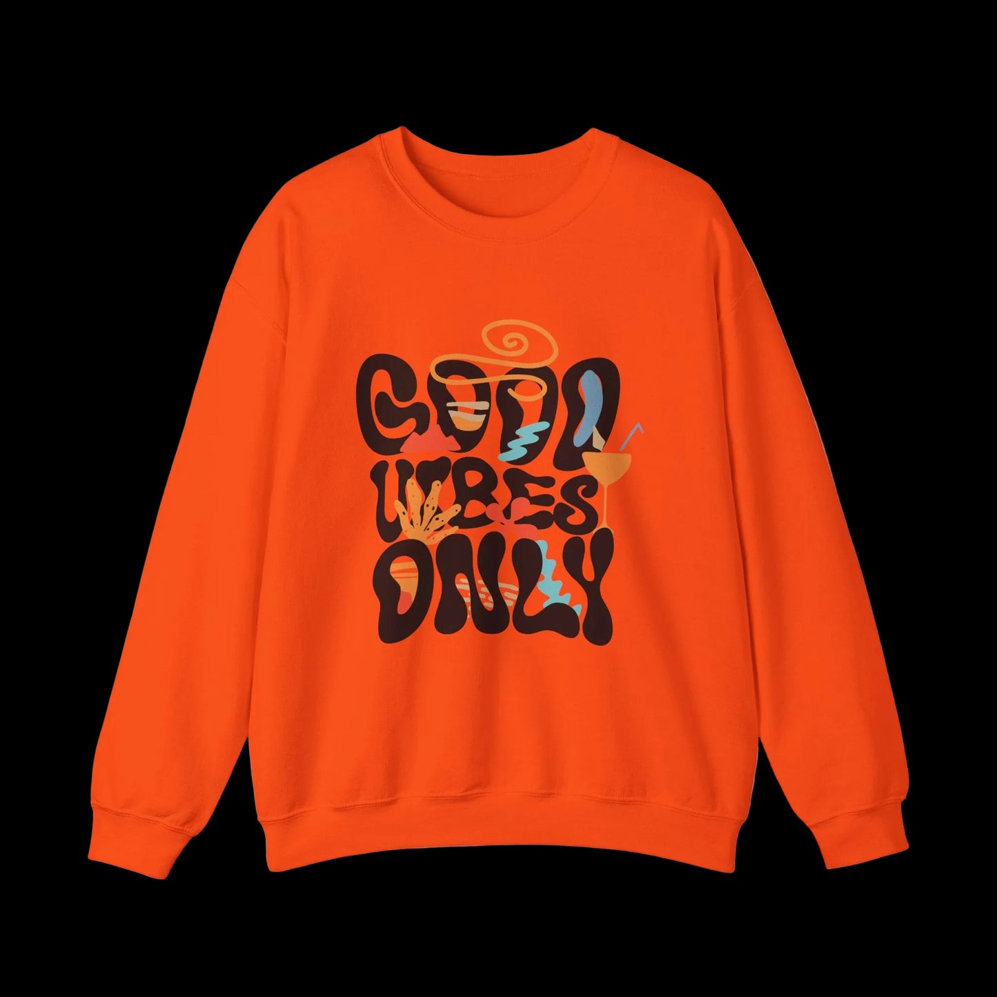 Good Vibes Only Crewneck — Retro Groovy Sweatshirt | Premium Unisex