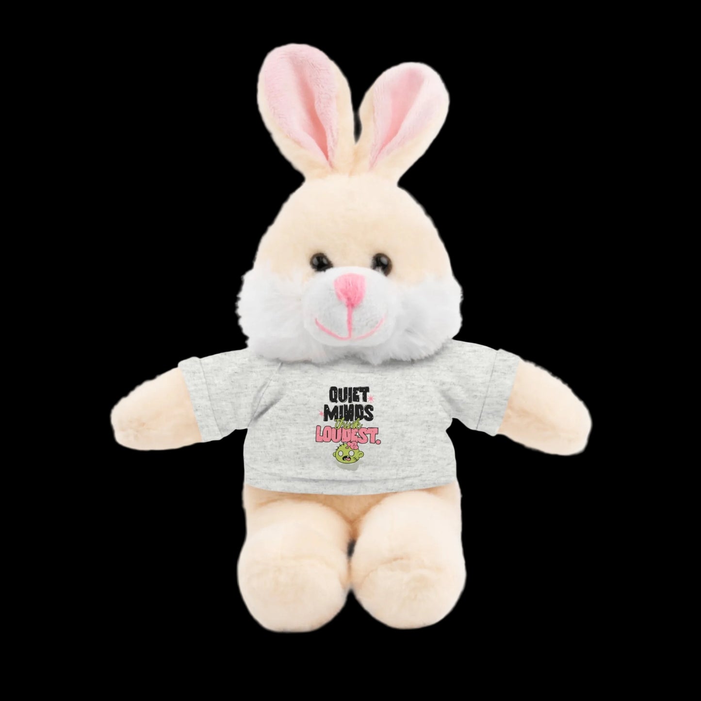 Quiet Minds Think Loudest Plushie — 8" Animal with Custom T-Shirt (Choose Your Animal)