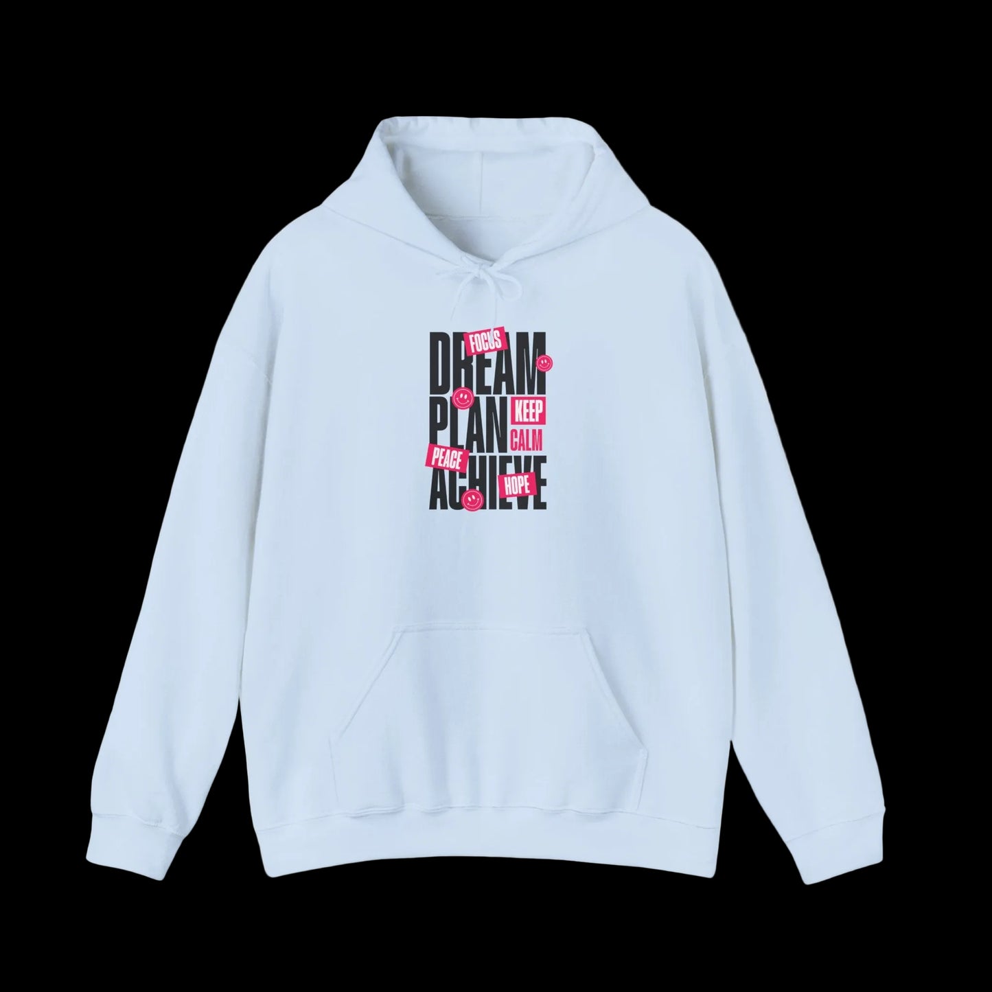 Motivational Hoodie — "Dream Plan Achieve" Inspirational Graphic Hoodie