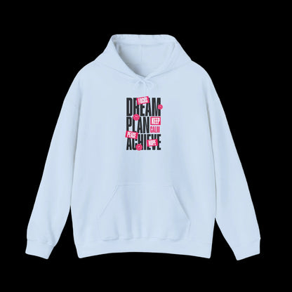Motivational Hoodie — "Dream Plan Achieve" Inspirational Graphic Hoodie