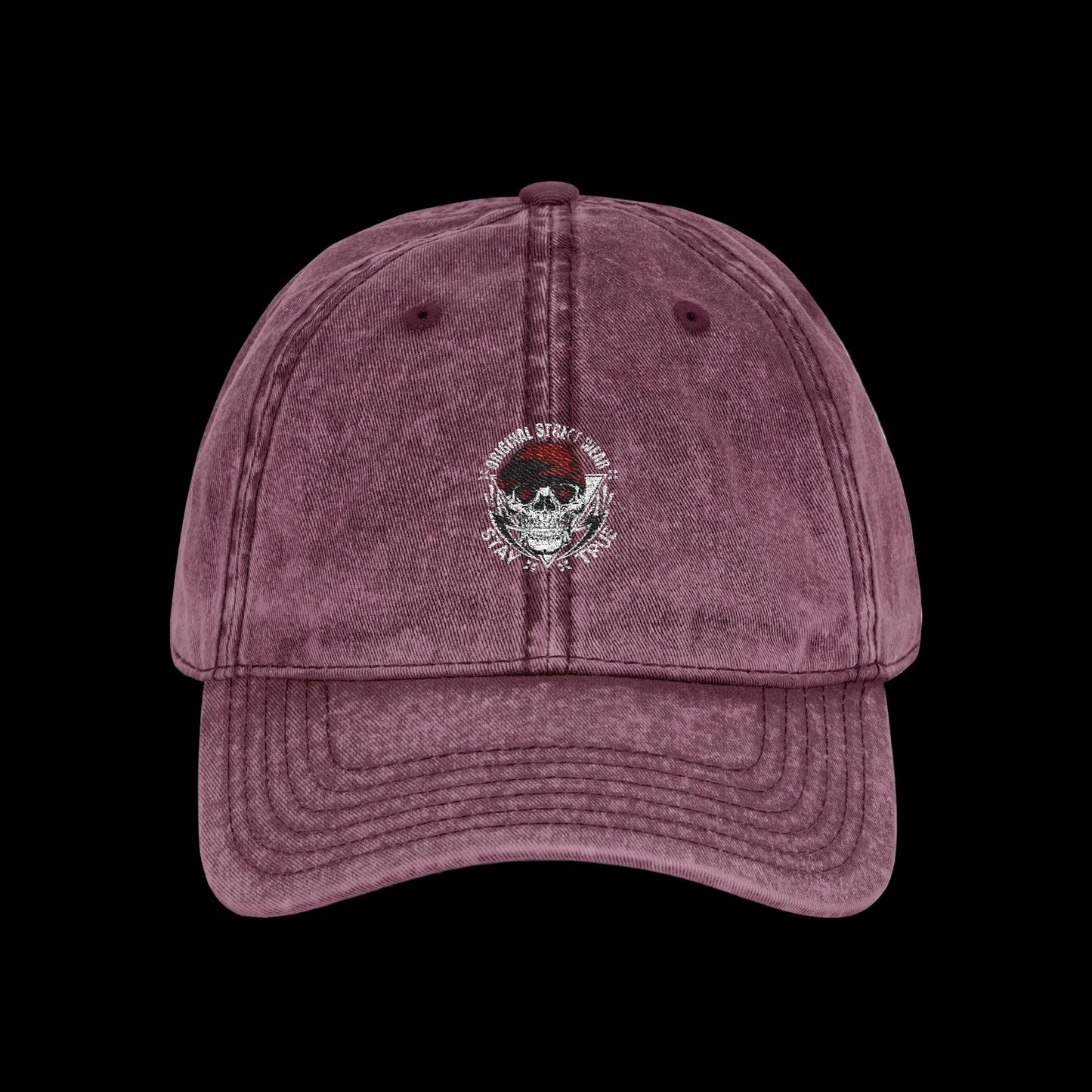 Skull Badge Vintage Cap — Dark Aesthetic Washed Dad Hat | Premium Embroidered Cap