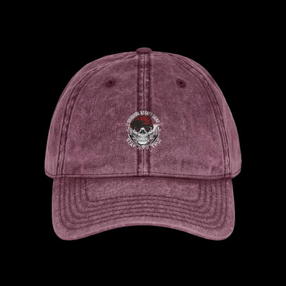 Skull Badge Vintage Cap — Dark Aesthetic Washed Dad Hat | Premium Embroidered Cap