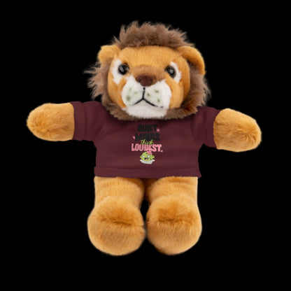 Quiet Minds Think Loudest Plushie — 8" Animal with Custom T-Shirt (Choose Your Animal)