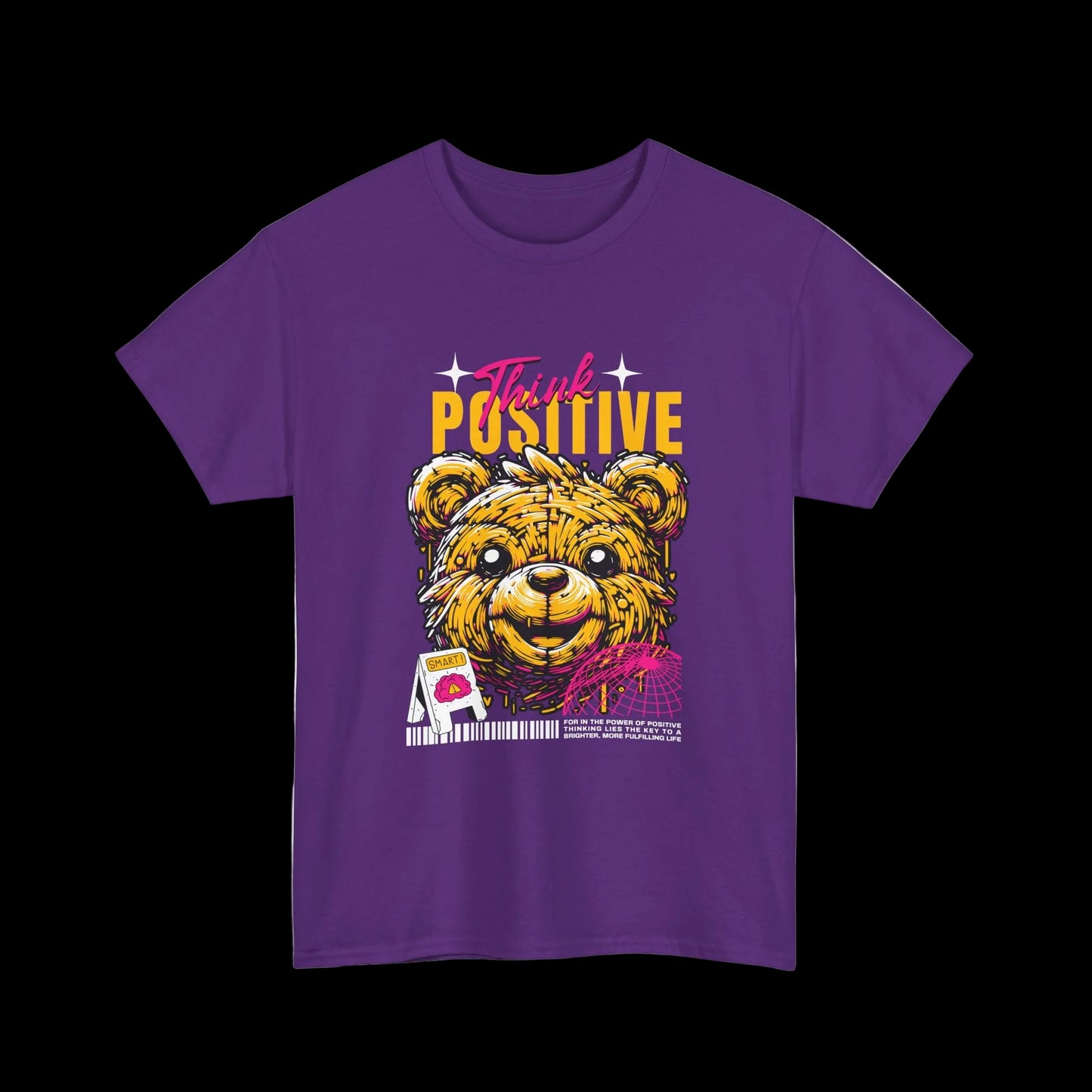 Think Positive T-Shirt — Happy Bear Motivational Kawaii Streetwear