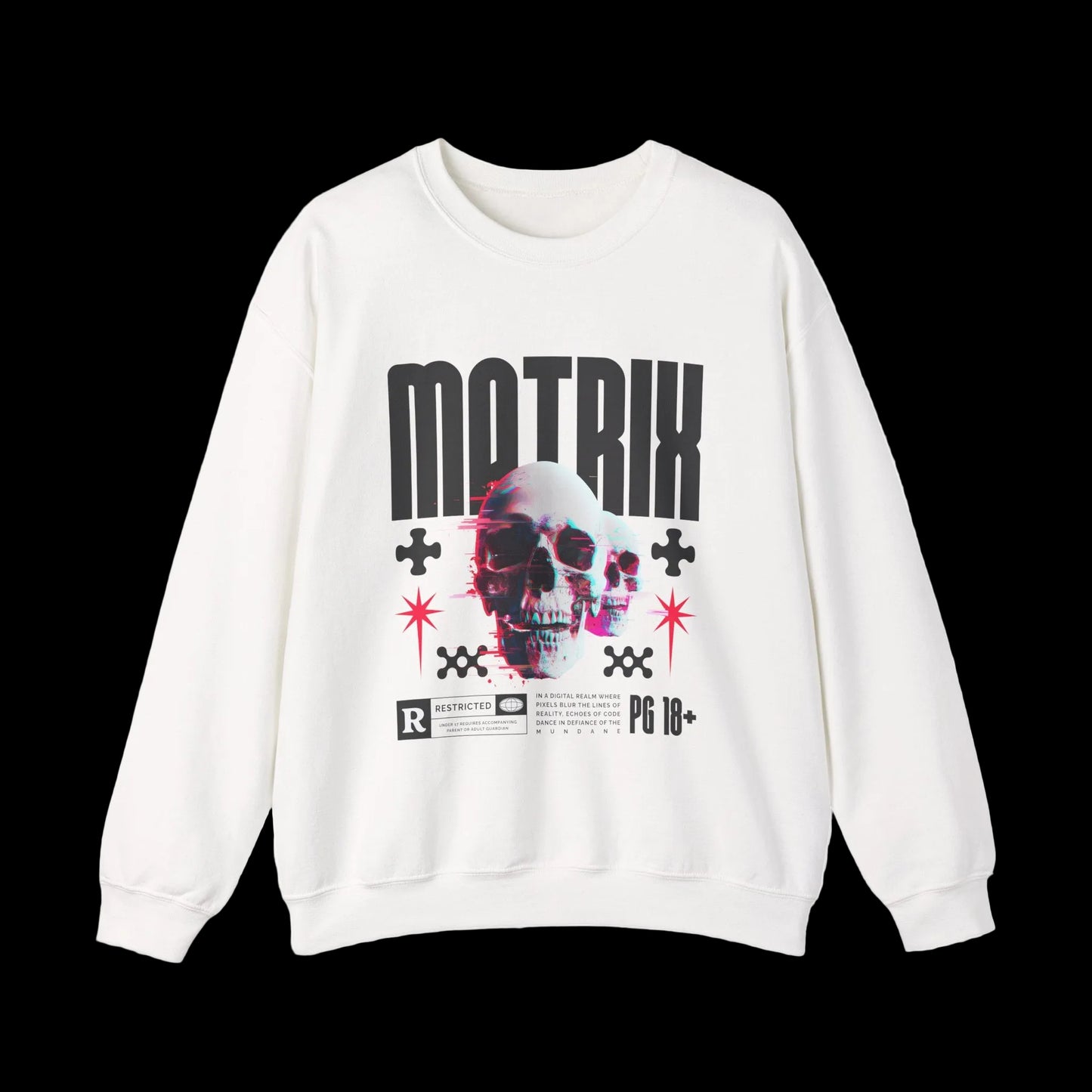 Matrix Glitch Skull Crewneck