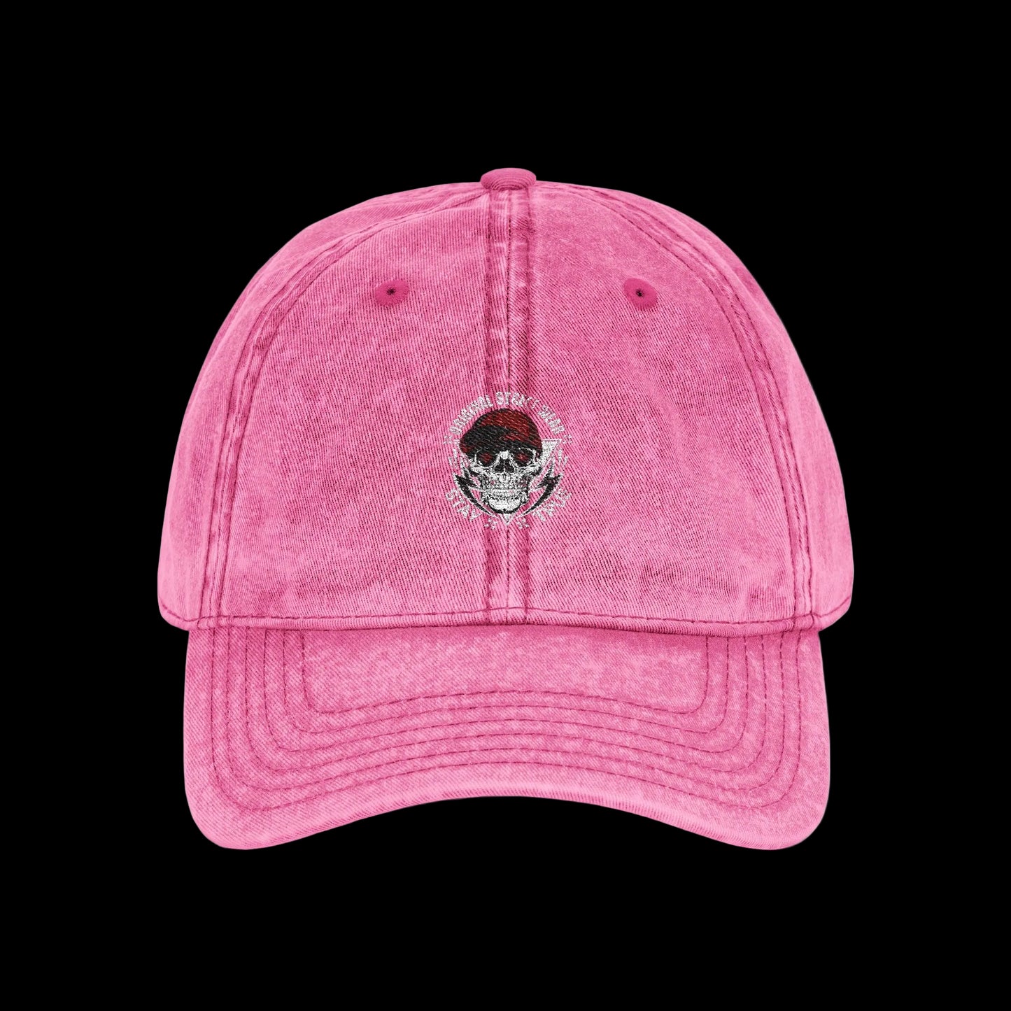 Skull Badge Vintage Cap — Dark Aesthetic Washed Dad Hat | Premium Embroidered Cap