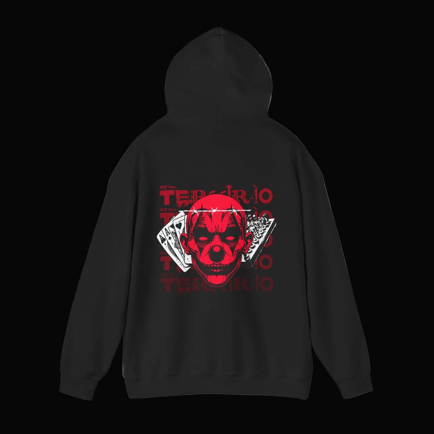 Skull & Cards Hoodie — 'Time's Running Out' Red Graphic Streetwear