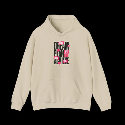 Motivational Hoodie — "Dream Plan Achieve" Inspirational Graphic Hoodie