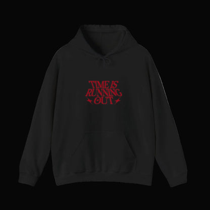 Skull & Cards Hoodie — 'Time's Running Out' Red Graphic Streetwear