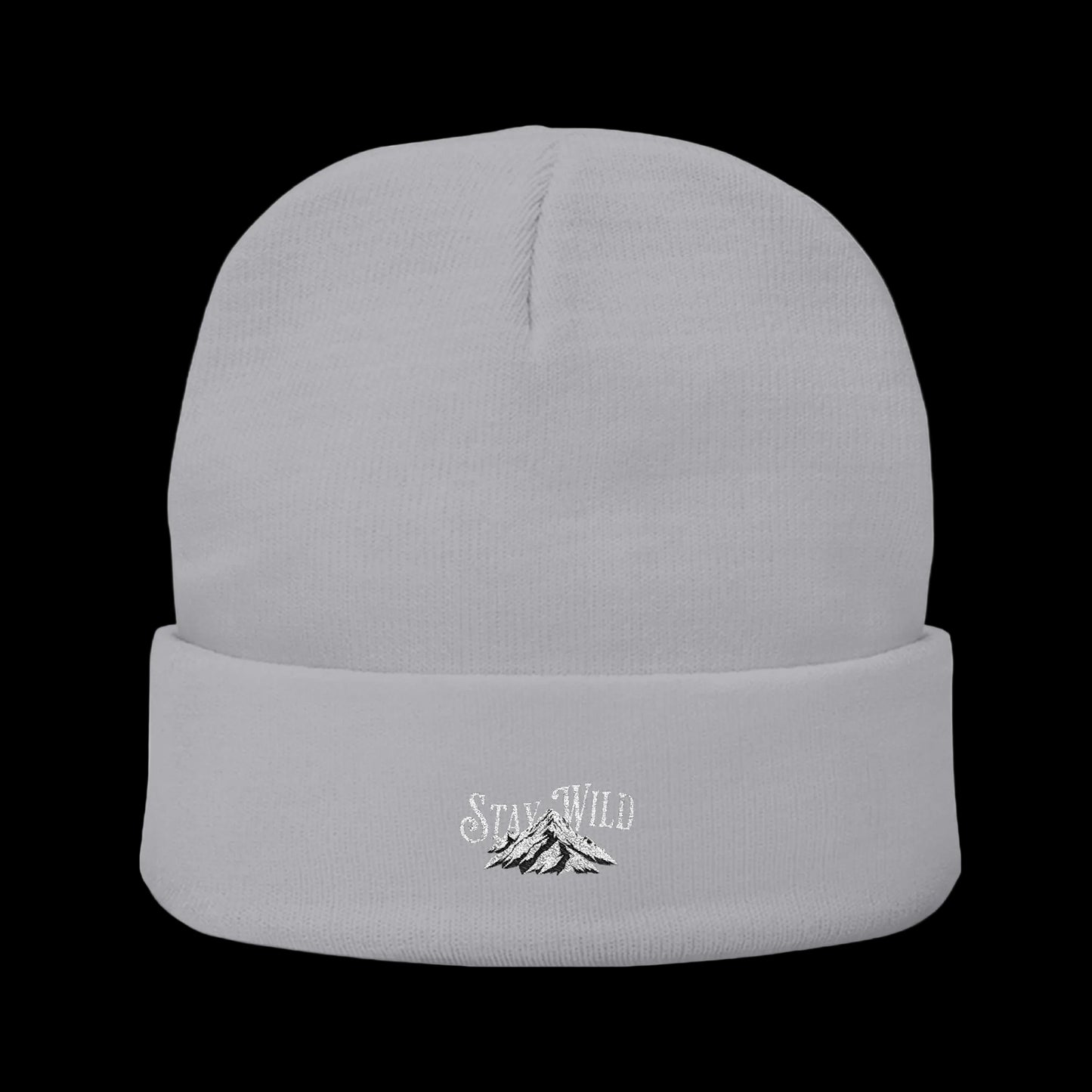Stay Wild Mountain Beanie — Classic Cuffed Embroidered Beanie
