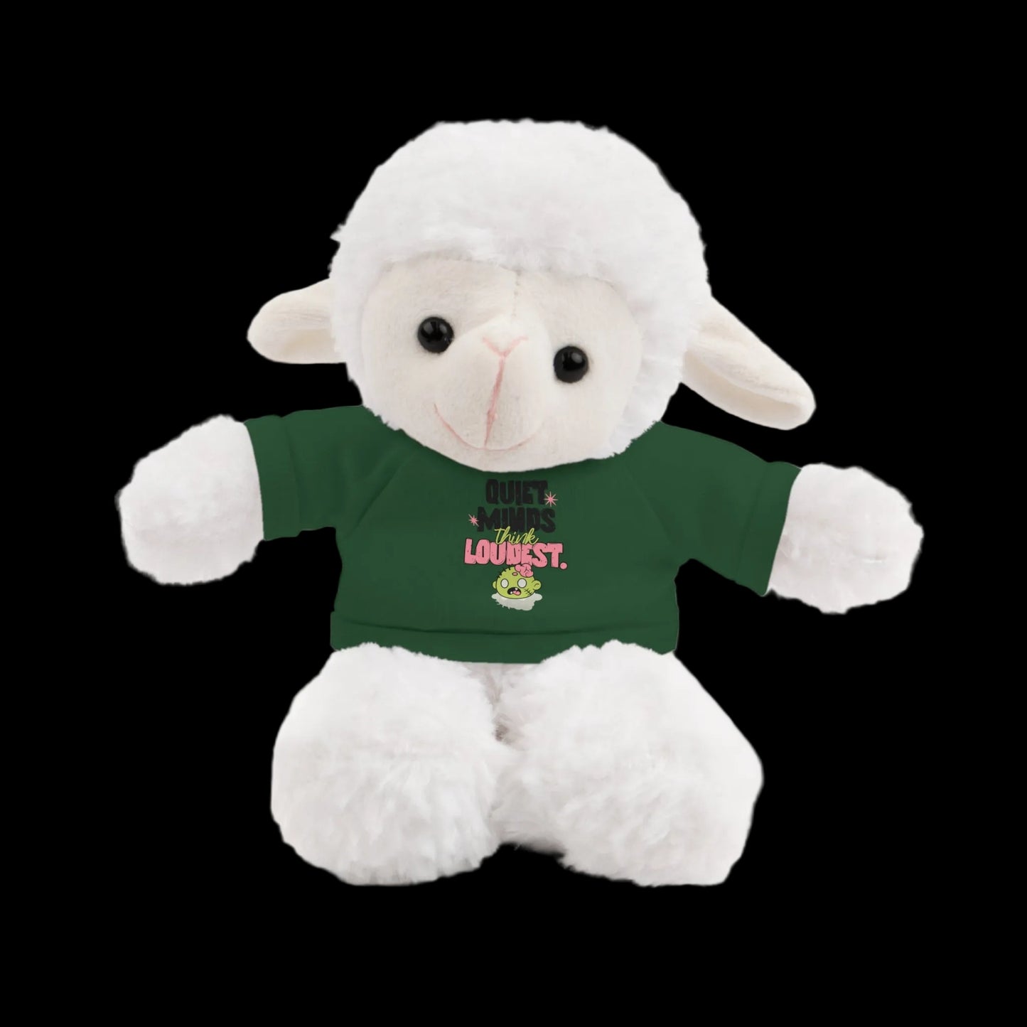 Quiet Minds Think Loudest Plushie — 8" Animal with Custom T-Shirt (Choose Your Animal)