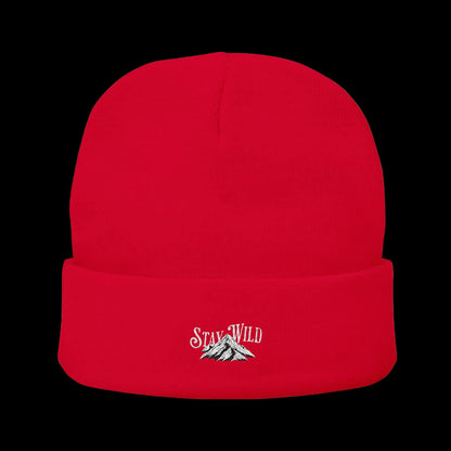 Stay Wild Mountain Beanie — Classic Cuffed Embroidered Beanie
