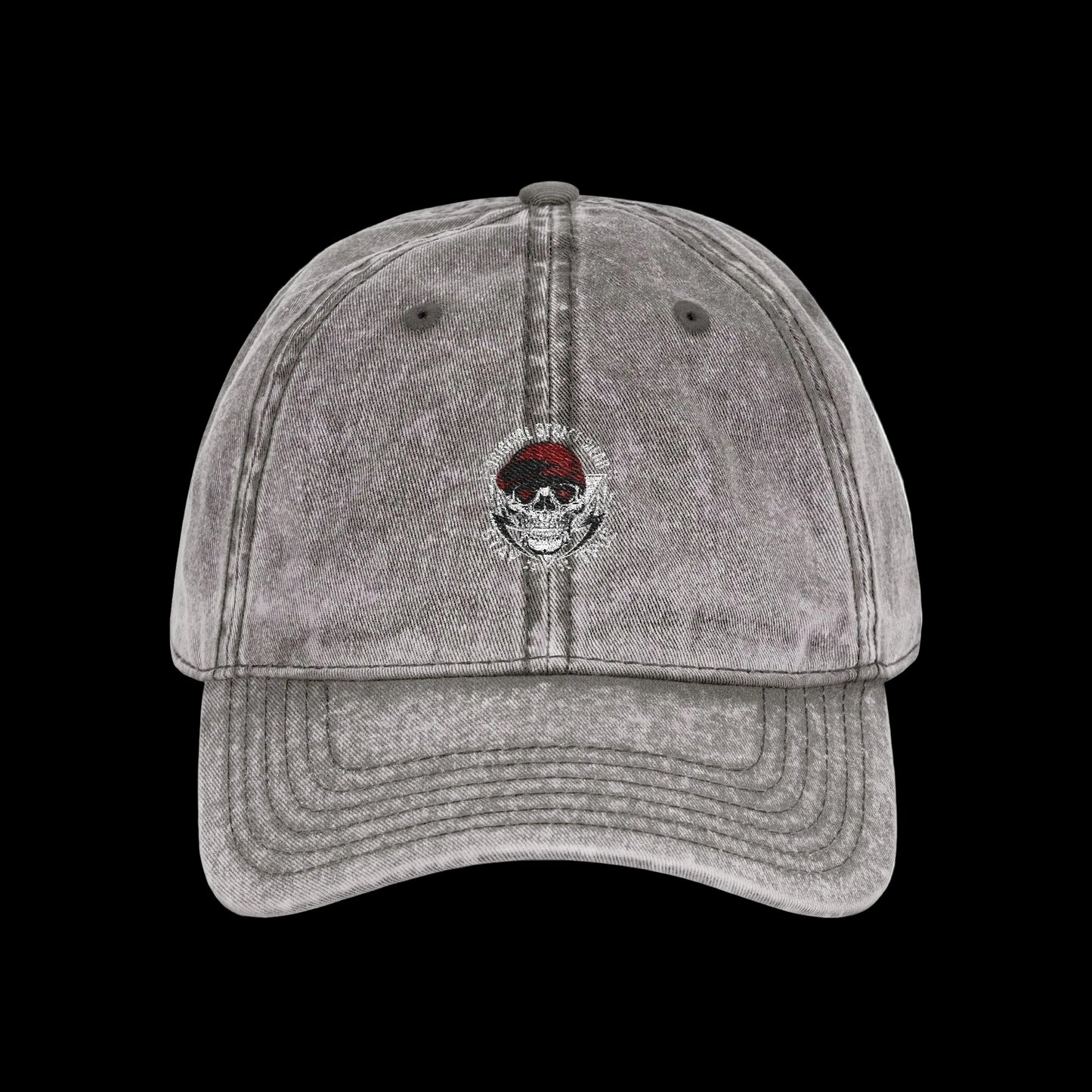 Skull Badge Vintage Cap — Dark Aesthetic Washed Dad Hat | Premium Embroidered Cap