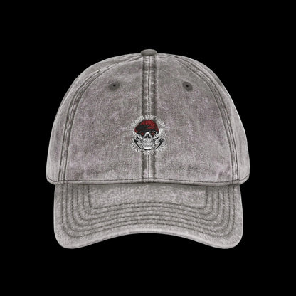 Skull Badge Vintage Cap — Dark Aesthetic Washed Dad Hat | Premium Embroidered Cap