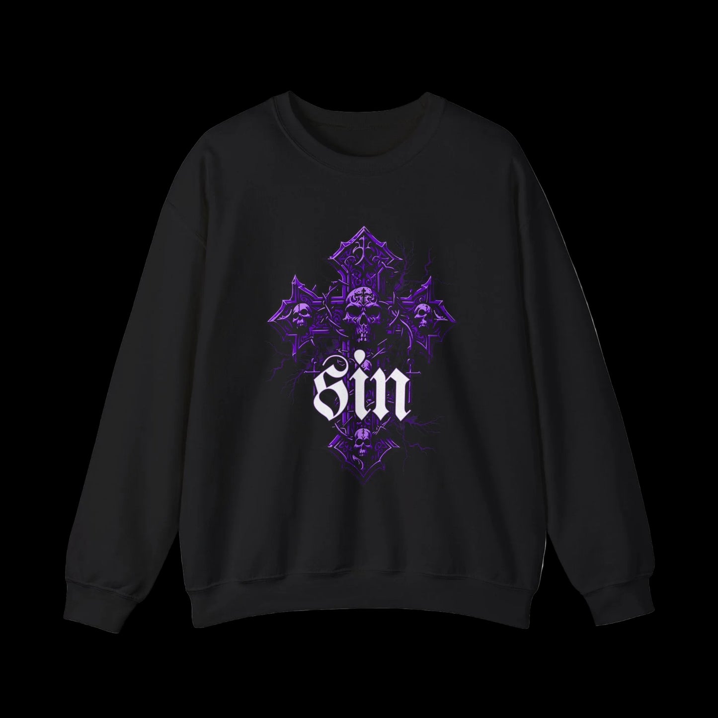 Gothic Purple Cross Crewneck