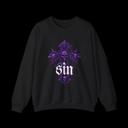 Gothic Purple Cross Crewneck