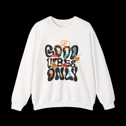 Good Vibes Only Crewneck — Retro Groovy Sweatshirt | Premium Unisex