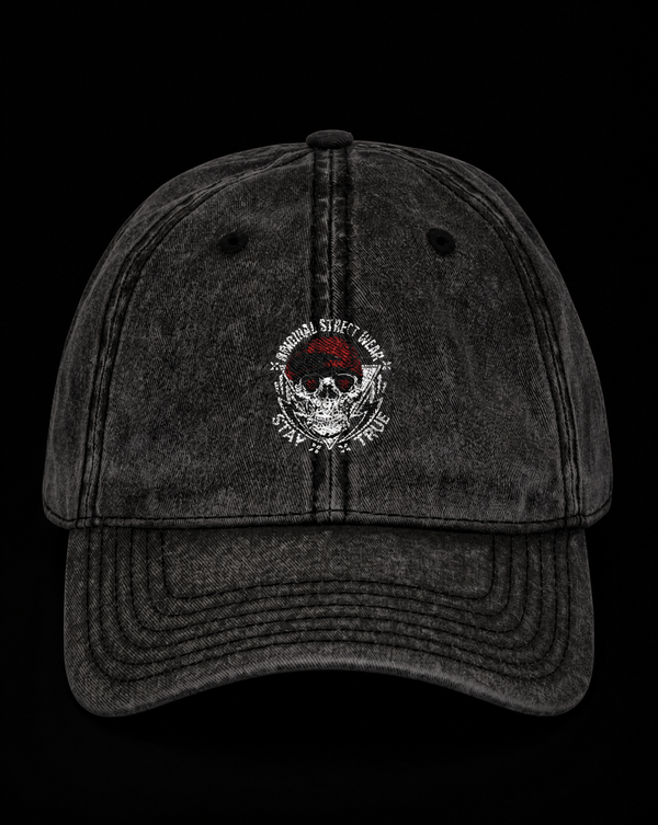 Skull Badge Embroidered Vintage Cap