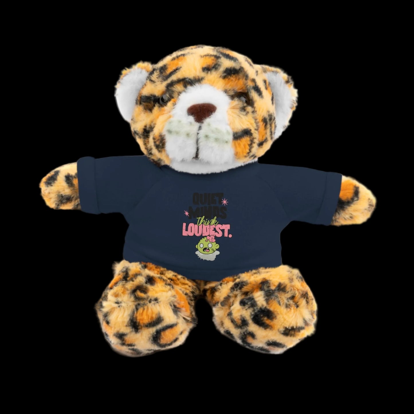 Quiet Minds Think Loudest Plushie — 8" Animal with Custom T-Shirt (Choose Your Animal)
