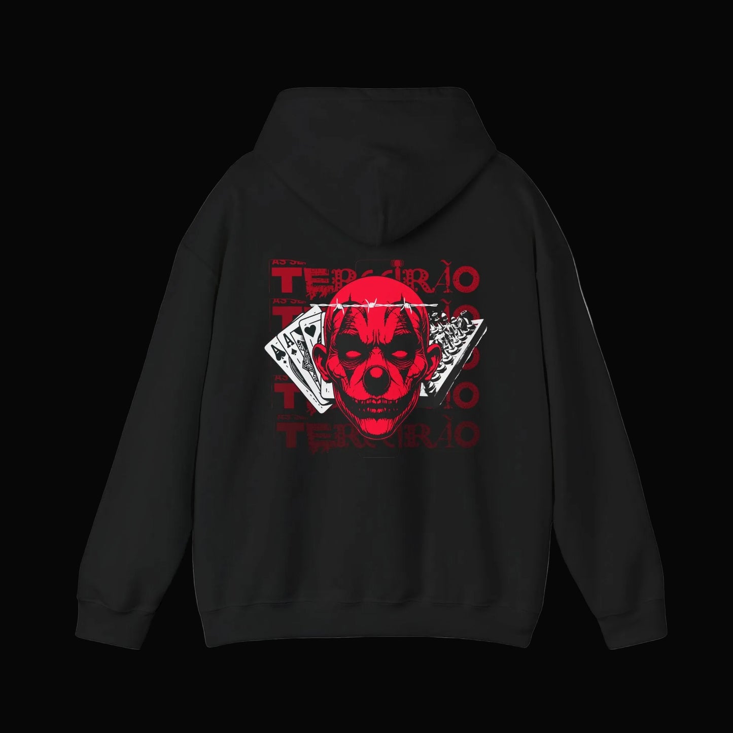 Skull & Cards Hoodie — 'Time's Running Out' Red Graphic Streetwear