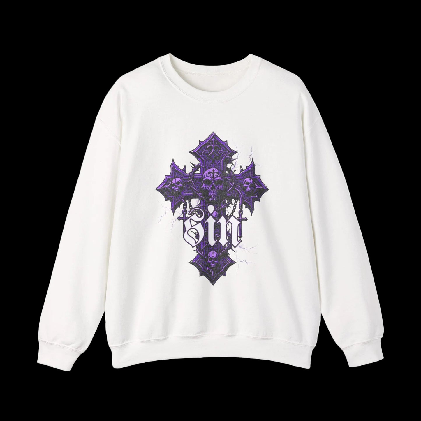 Gothic Purple Cross Crewneck