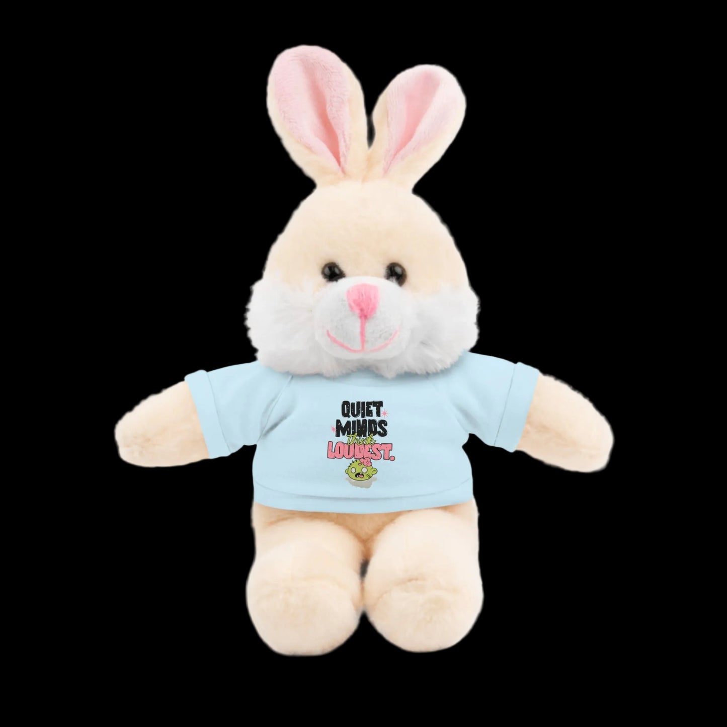Quiet Minds Think Loudest Plushie — 8" Animal with Custom T-Shirt (Choose Your Animal)