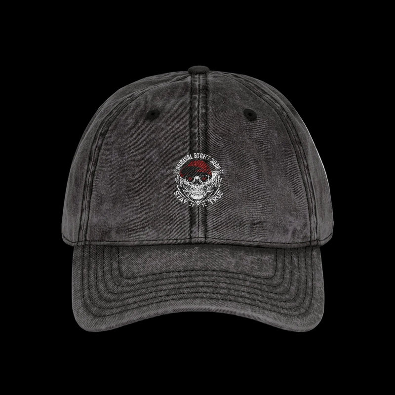 Skull Badge Vintage Cap — Dark Aesthetic Washed Dad Hat | Premium Embroidered Cap