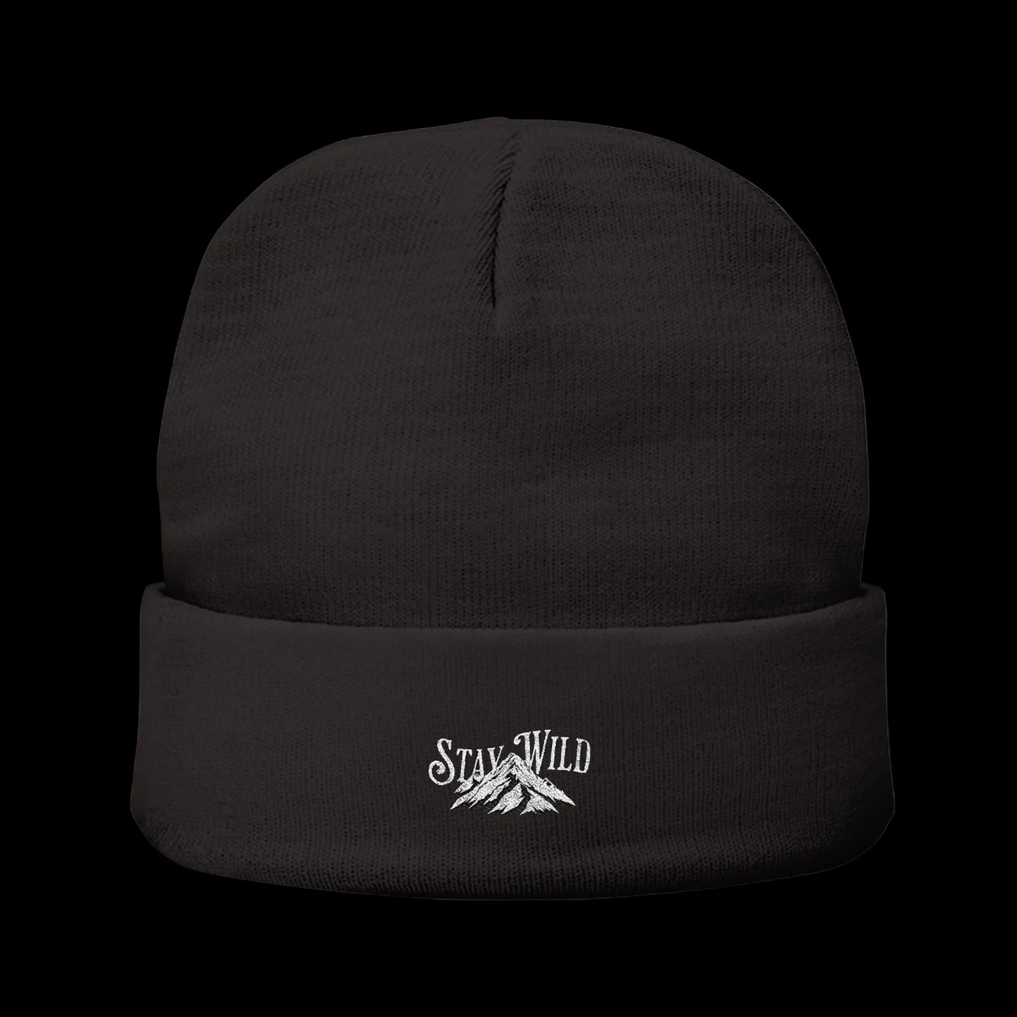 Stay Wild Mountain Beanie — Classic Cuffed Embroidered Beanie