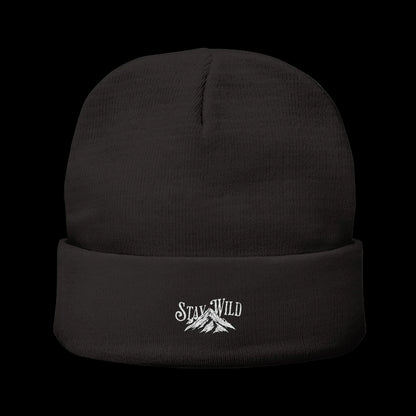 Stay Wild Mountain Beanie — Classic Cuffed Embroidered Beanie