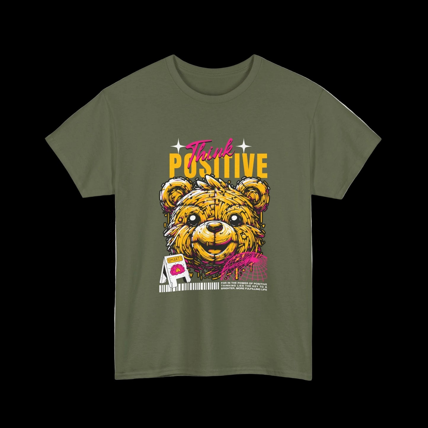 Think Positive T-Shirt — Happy Bear Motivational Kawaii Streetwear
