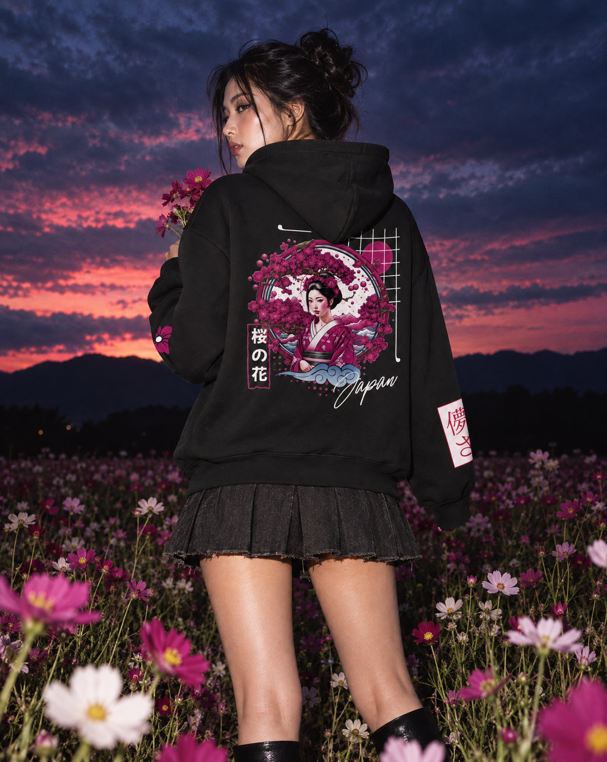 Sakura No Hana Retro Hoodie Printify