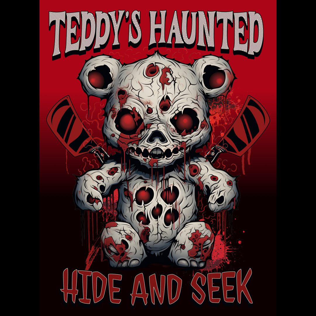 Teddy's Haunted Hide and Seek Poster — Dark Horror Wall Art | Premium Matte Print
