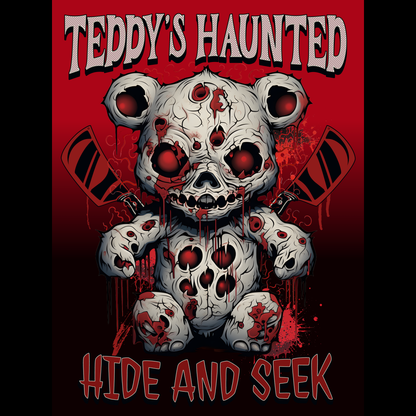 Teddy's Haunted Hide and Seek Poster — Dark Horror Wall Art | Premium Matte Print